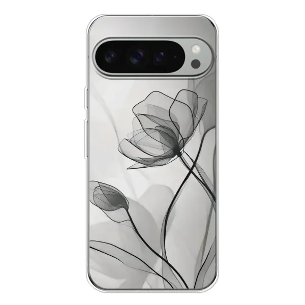 Чохол з принтом «Чорні квіти» для Google Pixel 10 Pro XL Чохол з принтом «Чорні квіти» для Google Pixel 10 Pro XL