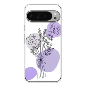 Силконовий чохол з принтом в квітах на Google Pixel 10 Pro XL (Букет фіолетова абстракція)