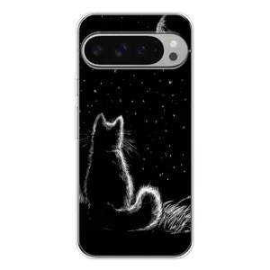 Чехол с принтом для Google Pixel 10 Pro XL (AlphaPrint) Модные коты (Котик и луна)