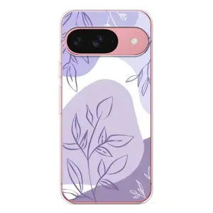 Силиконовый чехол с принтом в цветах на Google Pixel 10 (Фиолетовые листья абстракция)