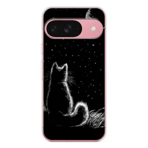 Чехол с принтом для Google Pixel 10 (AlphaPrint) Модные коты (Котик и луна)