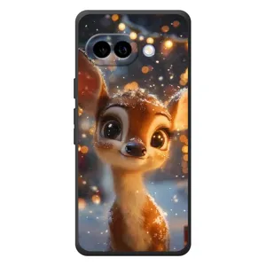 Яркий чехол для Google Pixel 10a с Зимними Оленятами (Олененок среди гирлянд)