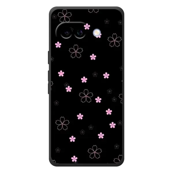 Чохол з принтом «Рожеві квіти на чорному» для Google Pixel 10a