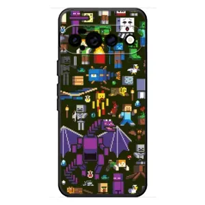 Чехол Майнкрафт на Google Pixel 11 Pro XL (AlphaPrint) Minecraft (Коллаж Майнкрафт)
