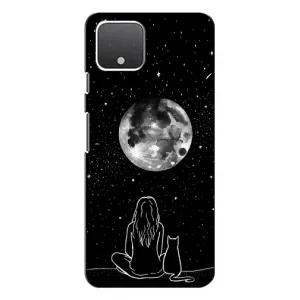 Чехол с рисунком кот на Google Pixel 4 XL (Девушка с котом)