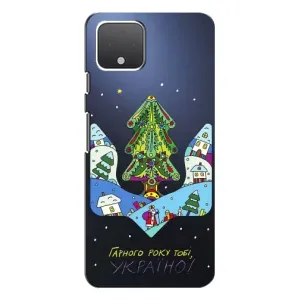 Зимні Чохли для Ґуґл Піксель 4 XL - прозорий фон (Різдвяний герб)