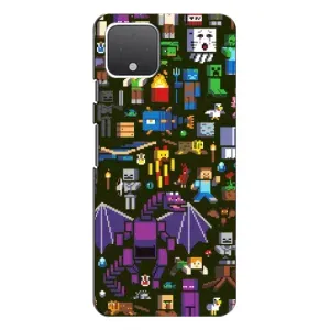 Чехол Майнкрафт на Google Pixel 4 (AlphaPrint) Minecraft (Коллаж Майнкрафт)