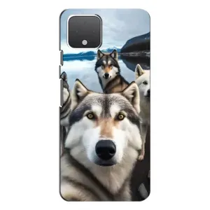 Чехол с Хаски для Google Pixel 4 - (AlphaPrint) (Селфи ХАски)