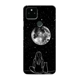 Чехол с рисунком кот на Google Pixel 4a 5G (Девушка с котом)