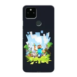 Чехол Майнкрафт на Google Pixel 4a 5G (AlphaPrint) Minecraft (персонажи Minecraft)