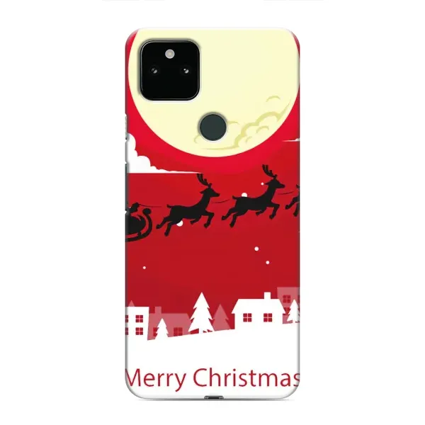 Чехол с принтом «Санта с оленями» для Google Pixel 4a 5G Чехол с принтом «Санта с оленями» для Google Pixel 4a 5G