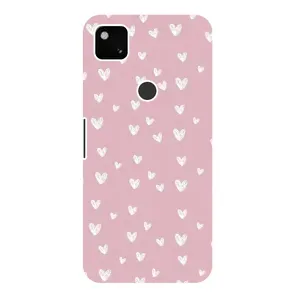 Чехол с розовым рисунком для Google Pixel 4a (Сердечки на розовом)