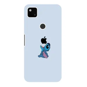 Чехол с принтом Стич на Google Pixel 4a (Stitch apple)