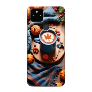 Чехол с уникальным дизайном «Осень с кофе» для Google Pixel 5a 5G (Кофе и тыковки)