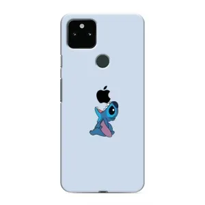 Чехол с принтом Стич на Google Pixel 5a 5G (Stitch apple)