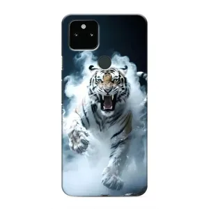 Чехол с картинкой «Хищники» для Google Pixel 5a 5G (Белый тигр в дыму)