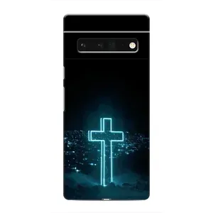 Чехол для Google Pixel 6 Pro (AlphaPrint) - (Христианские) (Крест и город)