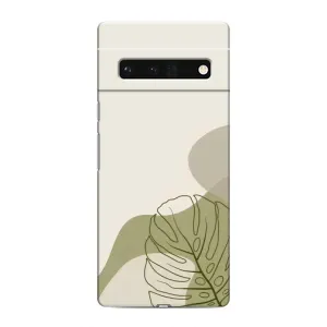 Силиконовый чехол с принтом в цветах на Google Pixel 6 Pro (Зеленая монстера дизайн)