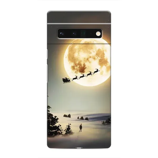 Чехол с принтом «Санта на луне» для Google Pixel 6 Pro
