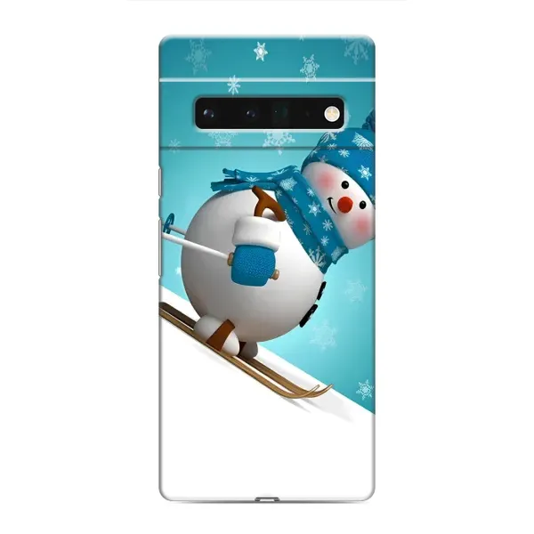 Чехол с принтом «Снеговик на лыжах» для Google Pixel 6 Pro