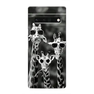 Силиконовый чехол с КАРТИНКАМИ лето для Google Pixel 6 Pro (AlphaPrint) (Жирафы в очках)