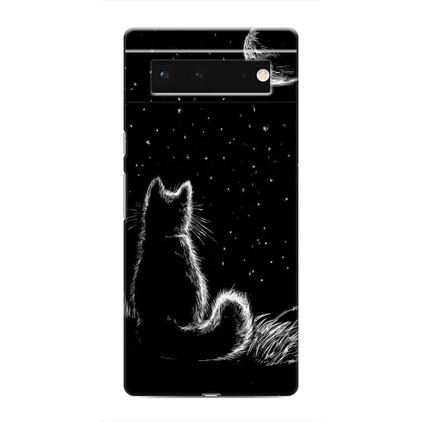 Чехол с принтом «Котик и луна» для Google Pixel 6 Чехол с принтом «Котик и луна» для Google Pixel 6