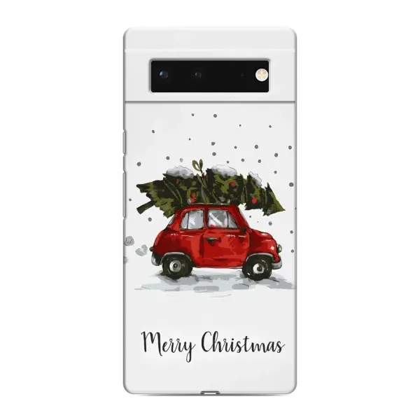 Чохол з принтом «Авто з ялинкою» для Google Pixel 6