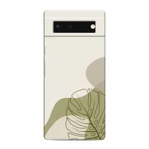 Силиконовый чехол с принтом в цветах на Google Pixel 6 (Зеленая монстера дизайн)