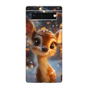 Яркий чехол для Google Pixel 6 с Зимними Оленятами (Олененок среди гирлянд)