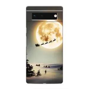 Новогодние, Праздничные Чехлы для Google Pixel 6 - 2024 год (Санта на луне)