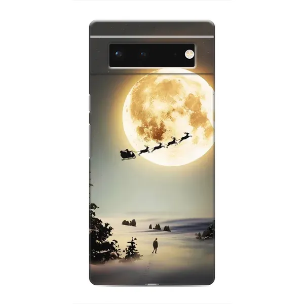 Чохол з принтом «Санта на місяці» для Google Pixel 6