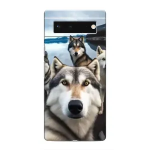 Чехол с Хаски для Google Pixel 6 - (AlphaPrint) (Селфи ХАски)