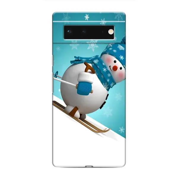 Чехол с принтом «Снеговик на лыжах» для Google Pixel 6