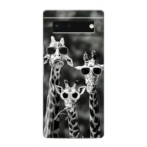 Силиконовый чехол с КАРТИНКАМИ лето для Google Pixel 6 (AlphaPrint) (Жирафы в очках)