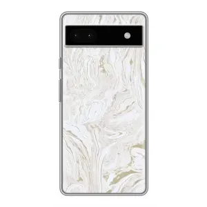 Мраморный чехол на Google Pixel 6a (VPrint) (Белый мрамор)