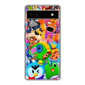 Чехол для Google Pixel 6a Бравл Старс (VPrint) (герои Бравл Старс)