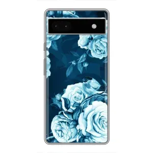 Чехлы (ART) Цветы на Google Pixel 6a (VPrint) (Голубые Бутоны)