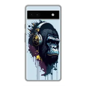 Чехол с Обезьянами Google Pixel 6a - (AlphaPrint) (Горилла в наушниках)
