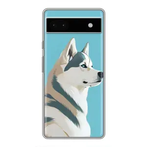 Чехол с Хаски для Google Pixel 6a - (AlphaPrint) (Хаски арт)
