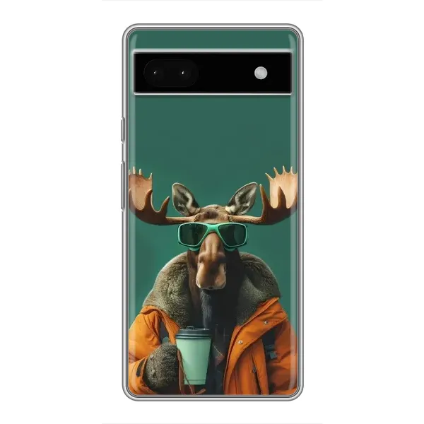 Чехол с принтом «Лось с кофе» для Google Pixel 6a