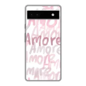 Чехол с розовым рисунком для Google Pixel 6a (Аморе любовь)