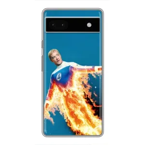 Чехол с принтом Фантастическая четверка для Google Pixel 6a (Человек-факел в огне)