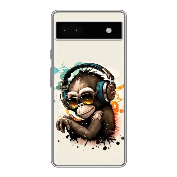Чохол з принтом «Макака в навушниках» для Google Pixel 6a