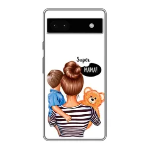 Чехол с печатью для Google Pixel 6a - (Мама с ребенком) (AlphaPrint) (Мама с сыном)