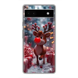 Яркий чехол для Google Pixel 6a с Зимними Оленятами (Олень среди подарков)