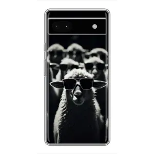 Чехол с принтом стильные животные для Гугл Пиксель 6а (Овечка в очках)