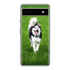 Чехол с Хаски для Google Pixel 6a - (AlphaPrint) (Радостный Хаски)