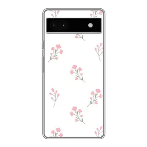 Чехол с розовым рисунком для Google Pixel 6a (Розовые цветы)