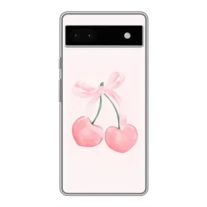 Чехол с розовым рисунком для Google Pixel 6a (Розовые вишни)
