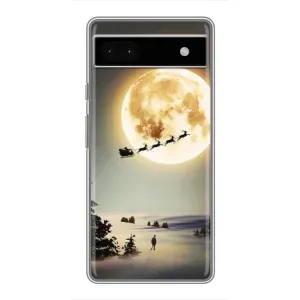 Новогодние, Праздничные Чехлы для Google Pixel 6a - 2024 год (Санта на луне)